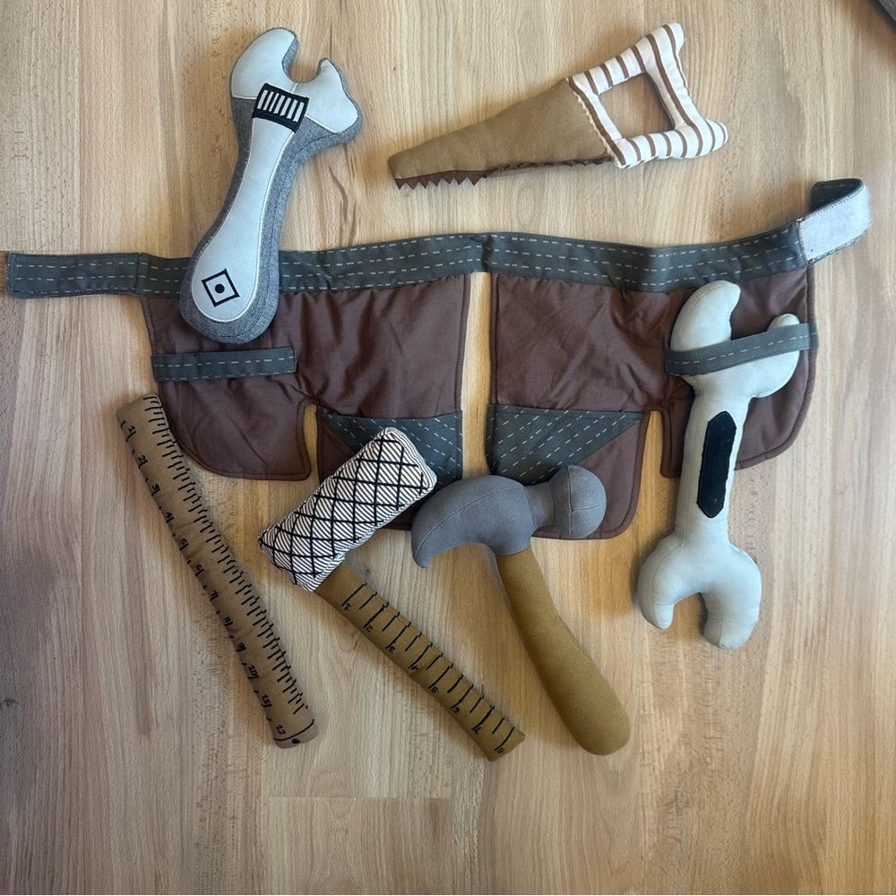 Land Of Nod Plush Stuffed Tool Belt Set - Picture 2 of 7